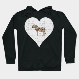 Jigsaw  Zebra Heart Design - Wild Animal Zebra Hoodie